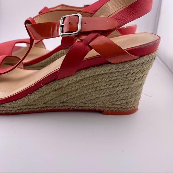 Cole Haan Elisabeth Wedge Nike Air Red Leather Sandals - Picture 3 of 15